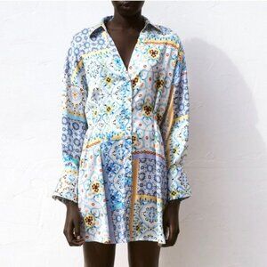 Zara Patchwork Mini Dress M Boehmian Print